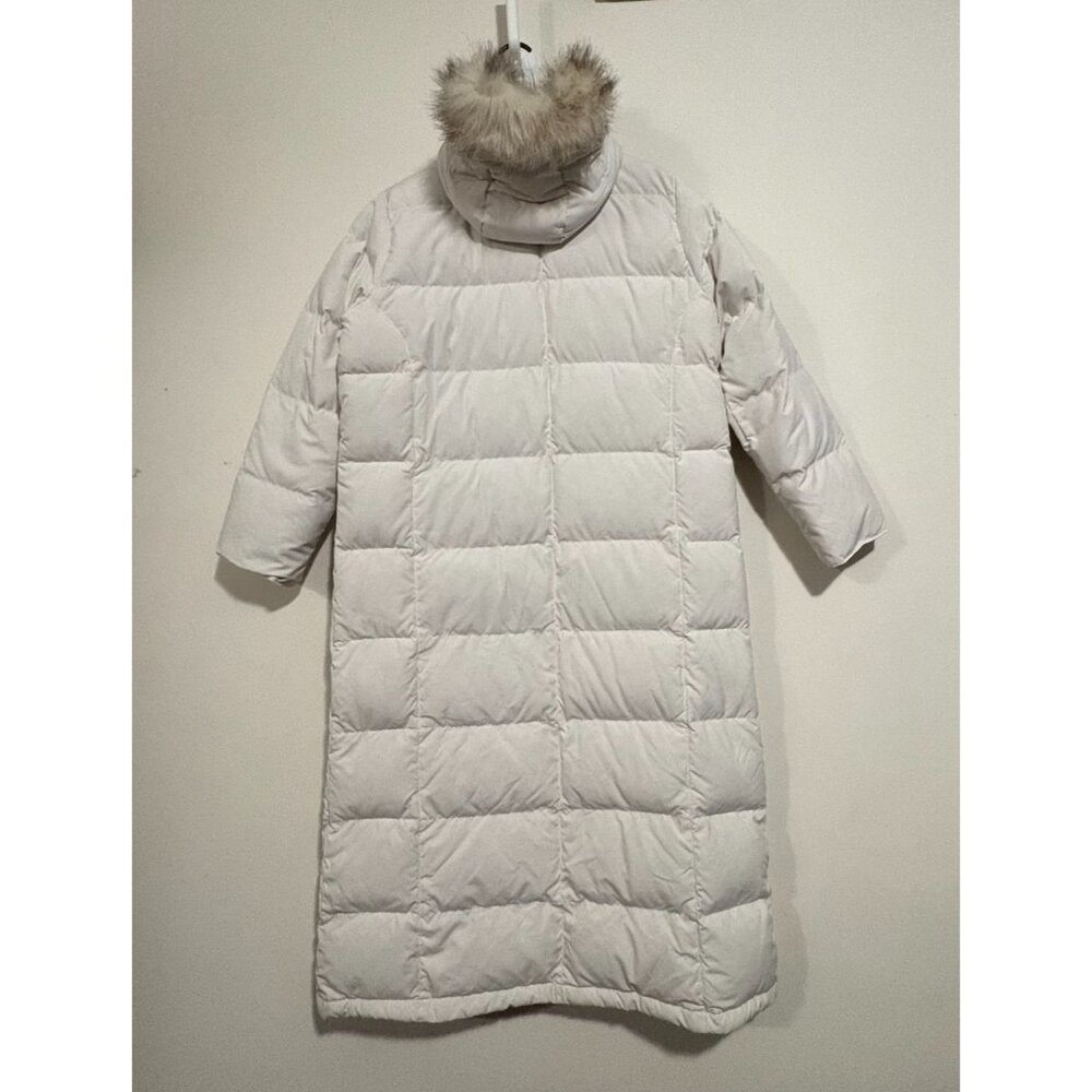 LL Bean Warm Long Goose Down Puffer Hood Coat Jacket sz L Petite co: white NWOT - Picture 9 of 9